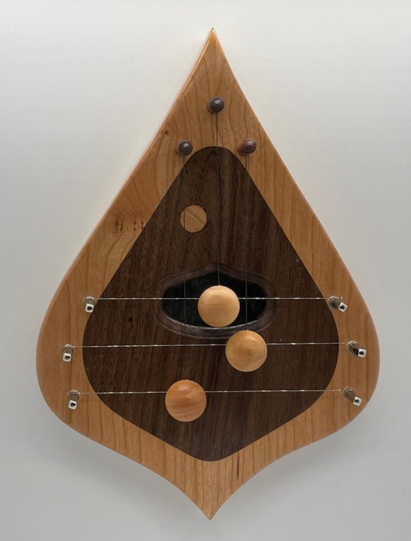 3 string door harp with Cherry border and simple Walnut inlay