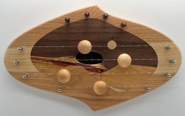 DH4CBWDEC-4 string door harp with Cherry border and decorative Walnut inlay.