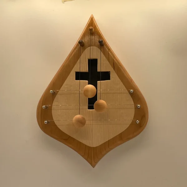 DH3CBMSIMX-3 String Door harp with solid Cherry border and Maple inlay.