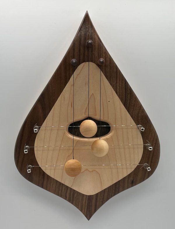DH3WBMSIM -3 string door harp with Walnut border and simple Maple inlay
