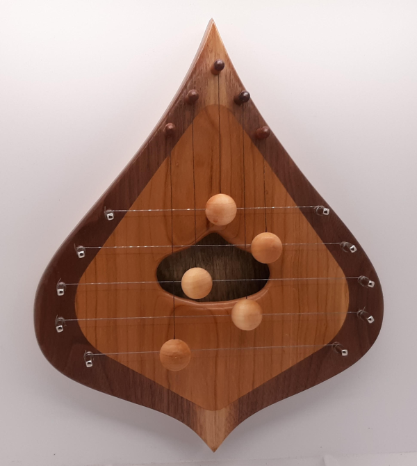 DH5WBCSIM-5 string door harp with Walnut border and simple Cherry inlay