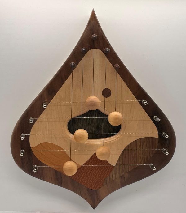 DH5WBMDEC-5 string door harp with Walnut border and decorative Maple inlay